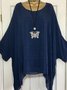 Crew Neck Solid Casual Batwing Plus Size Blouse